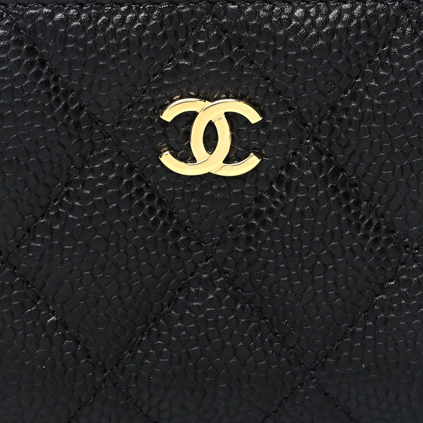 Caviar Quilted Zip Coin Purse Black