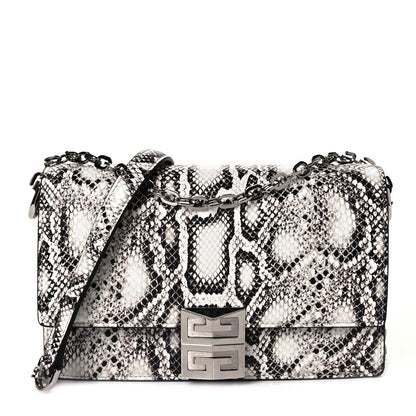 Givenchy Calfskin Snake Embossed Small 4G Chain Bag Black White 1 of 8
