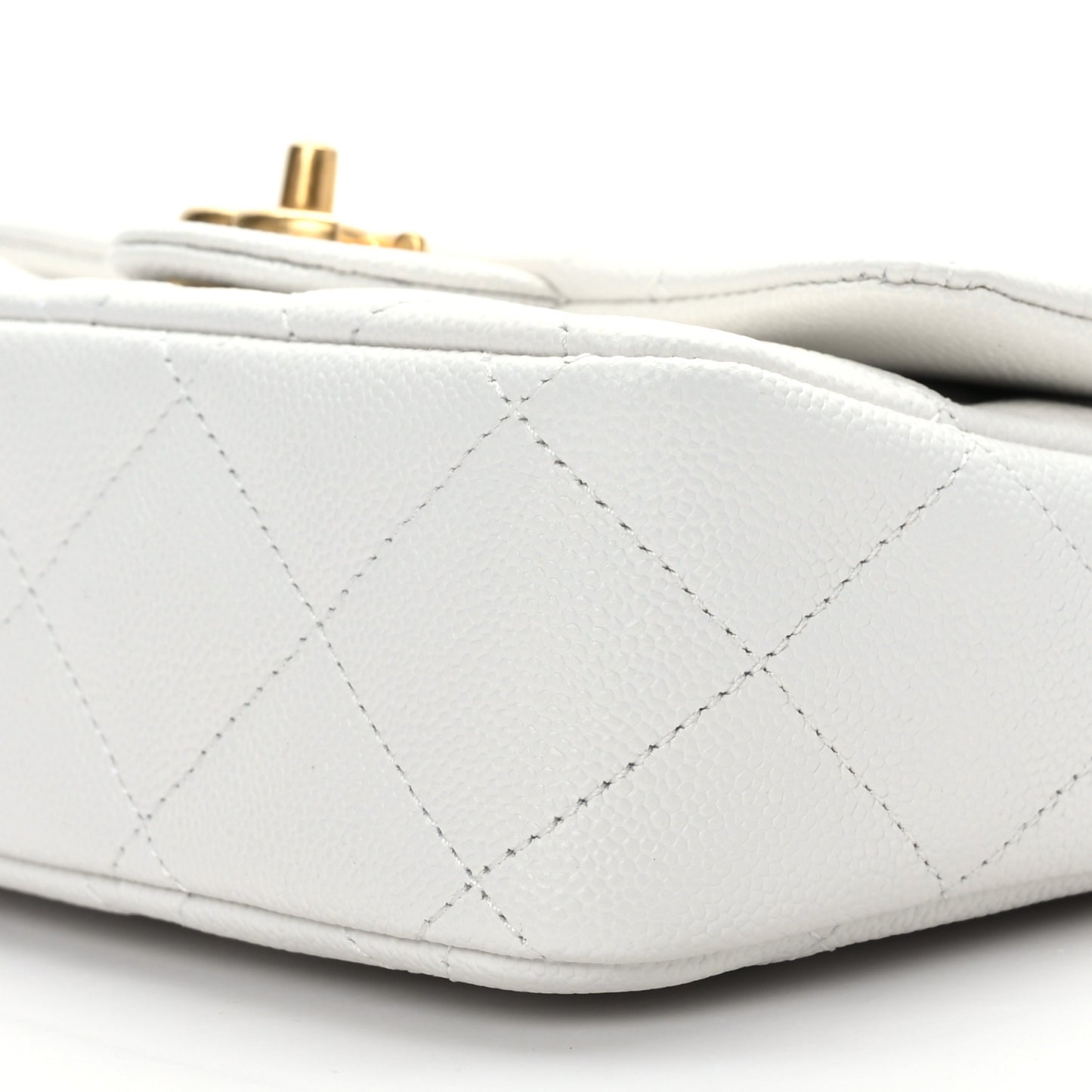 Caviar Quilted Mini Sweetheart Flap White