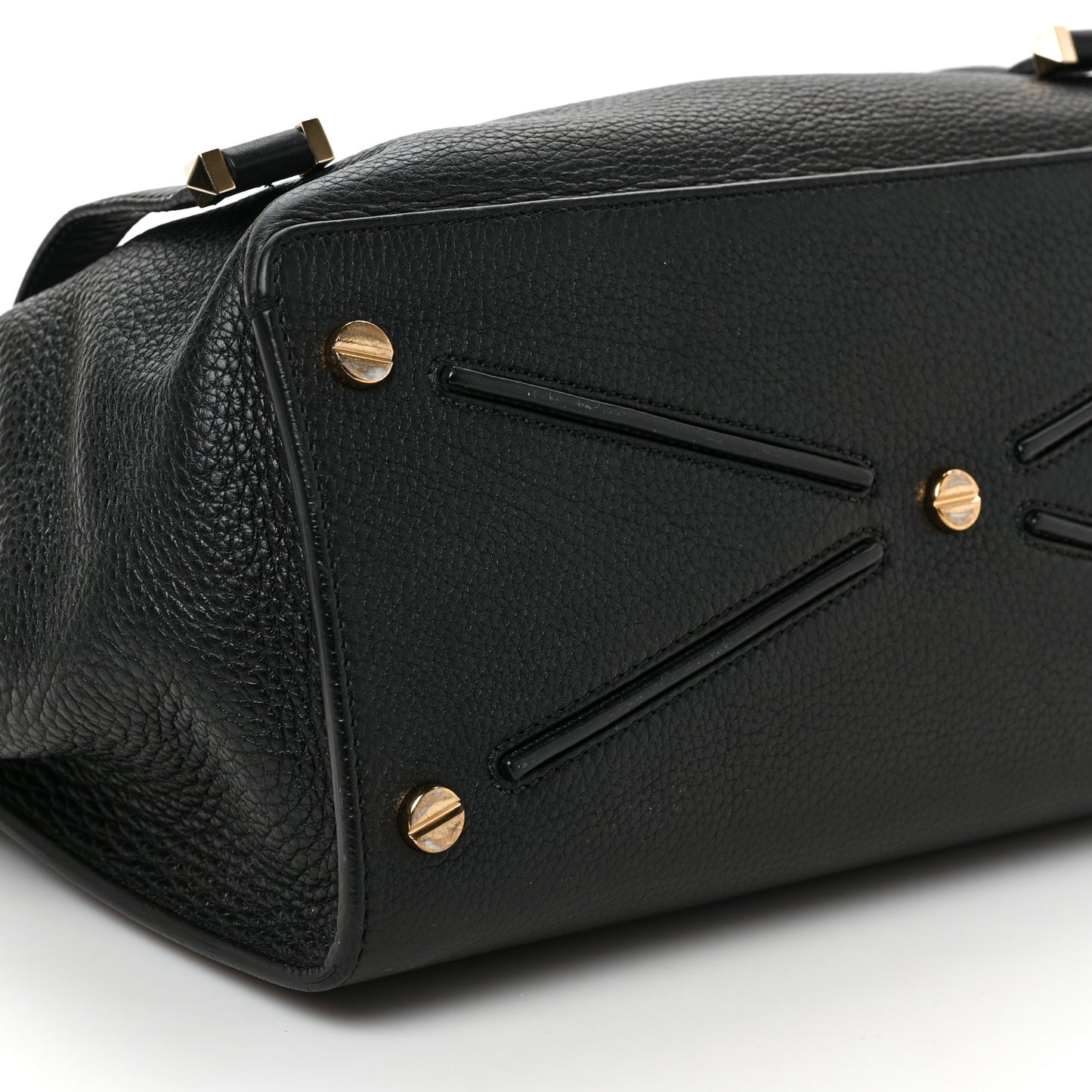 Pebbled Calfskin Large JoyLock Satchel Black