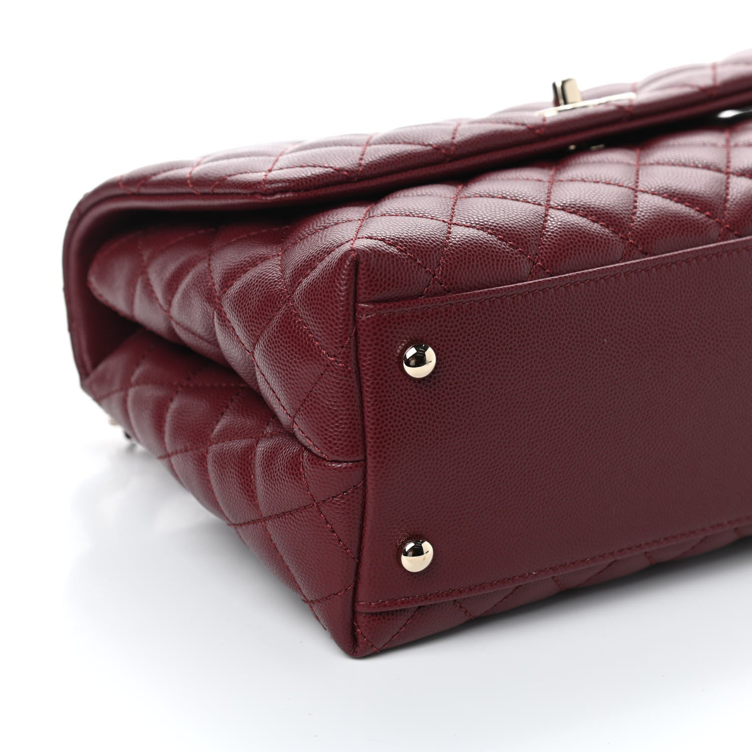 Chanel Caviar Quilted Small Coco Handle Flap Burgundy 8 of 11