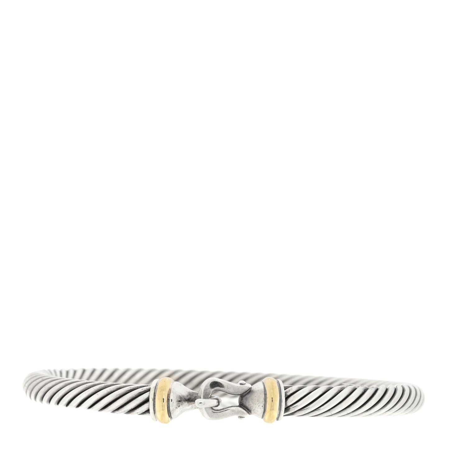 Sterling Silver 18K Yellow Gold 5mm Cable Classic Buckle Bracelet
