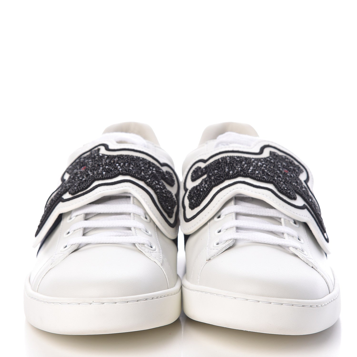 Gucci Calfskin Ayers Crystal Panther Embroidered Womens Ace Sneakers 41 2 of 8