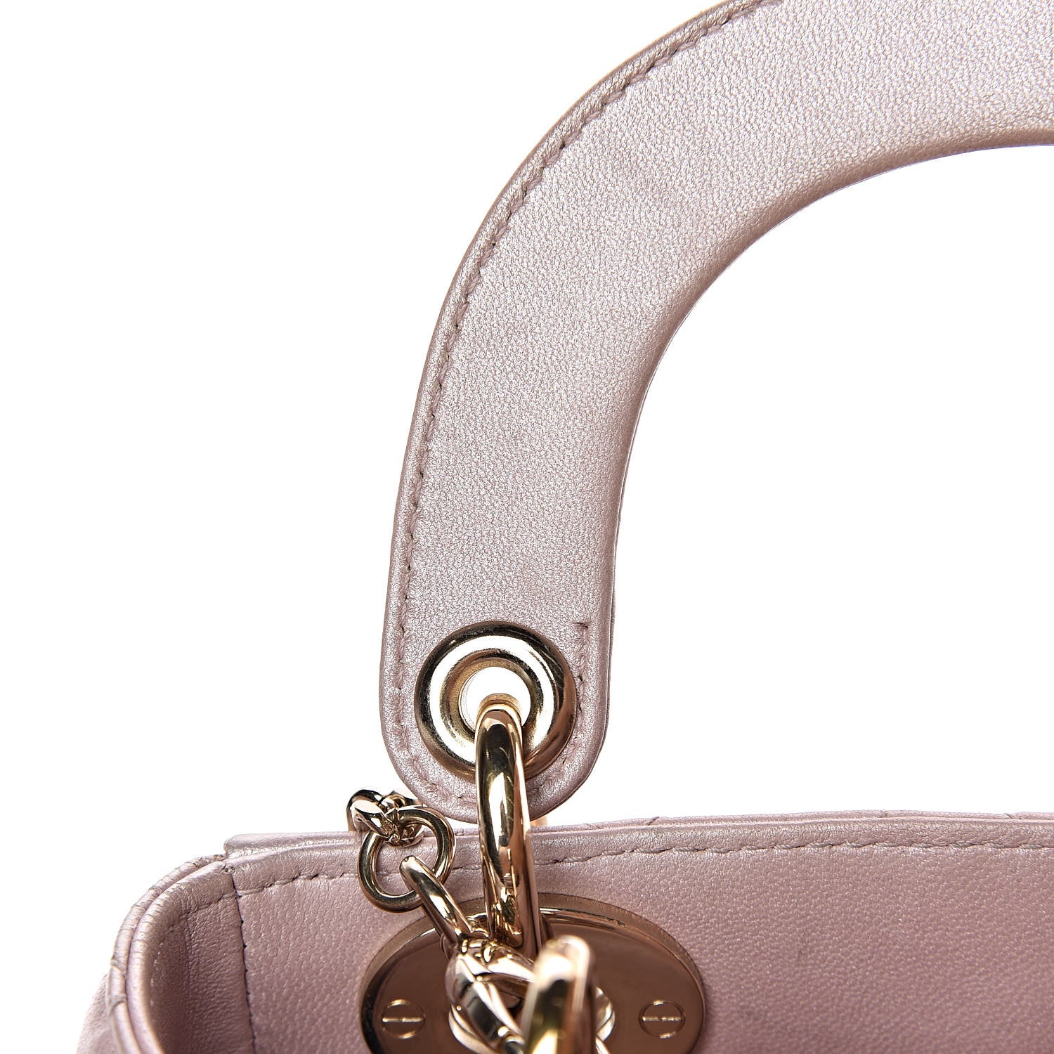 Christian Dior Metallic Lambskin Cannage Mini Lady Dior Lotus 12 of 16