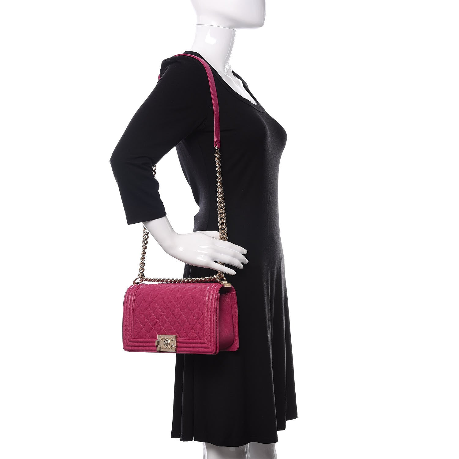 Chanel Caviar Quilted Medium Boy Flap Fuchsia 3 of 11