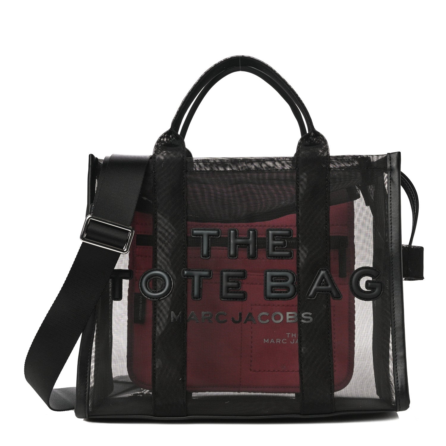 Marc Jacobs Nylon The Mesh Medium Tote Bag Black Pink 1 of 9