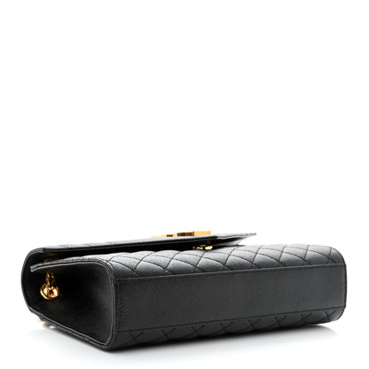 Saint Laurent Grain De Poudre Textured Mixed Matelasse Triquilt Medium Monogram Satchel Black 4 of 11