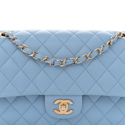Chanel Lambskin Quilted Medium Double Flap  Light Blue 8 of 11