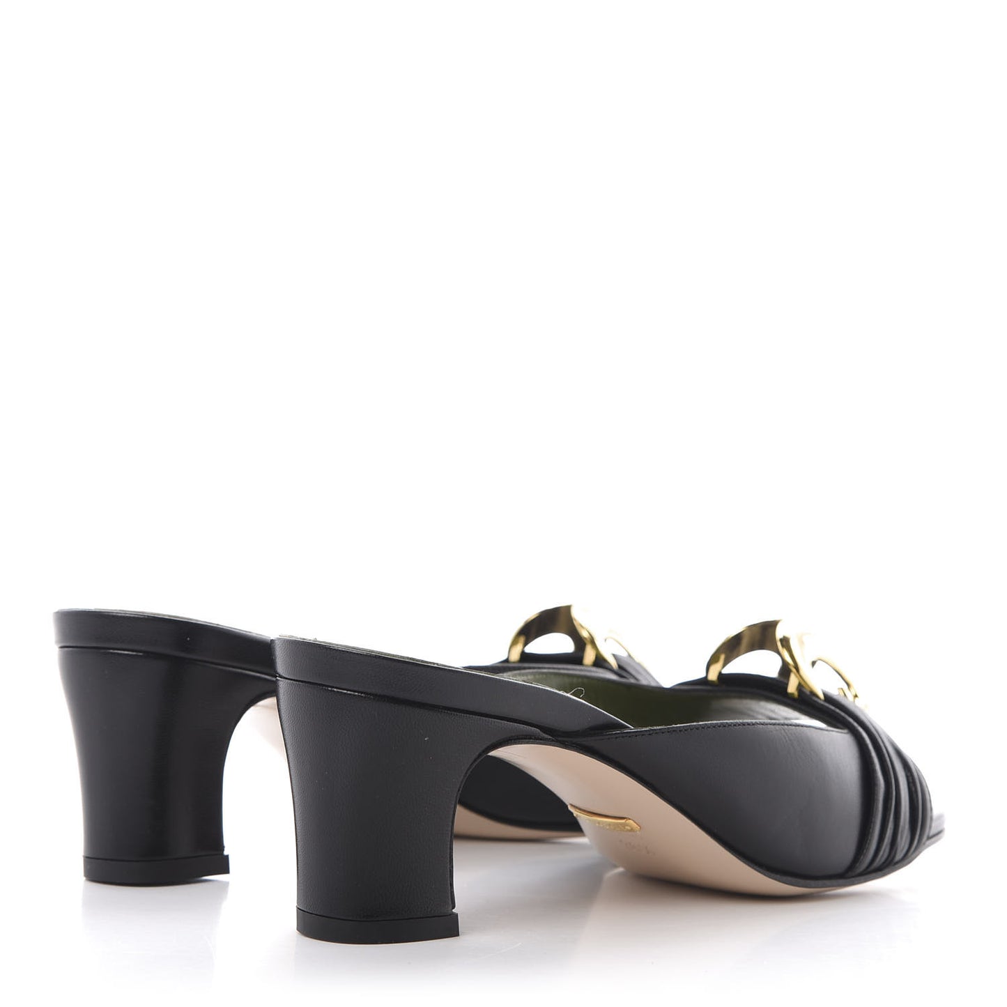Malaga Kid Half Moon GG Square Toe Slide Sandals 38.5 Black