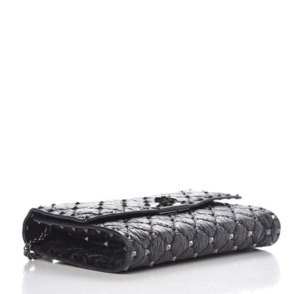 Valentino Garavani Craquele Nappa Rockstud Spike Wallet on Chain Black 4 of 7