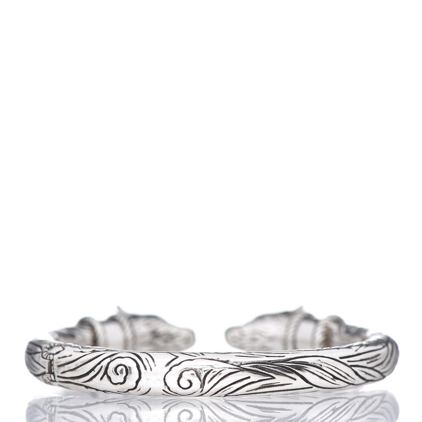 Sterling Silver Anger Forest Wolf Cuff Bracelet