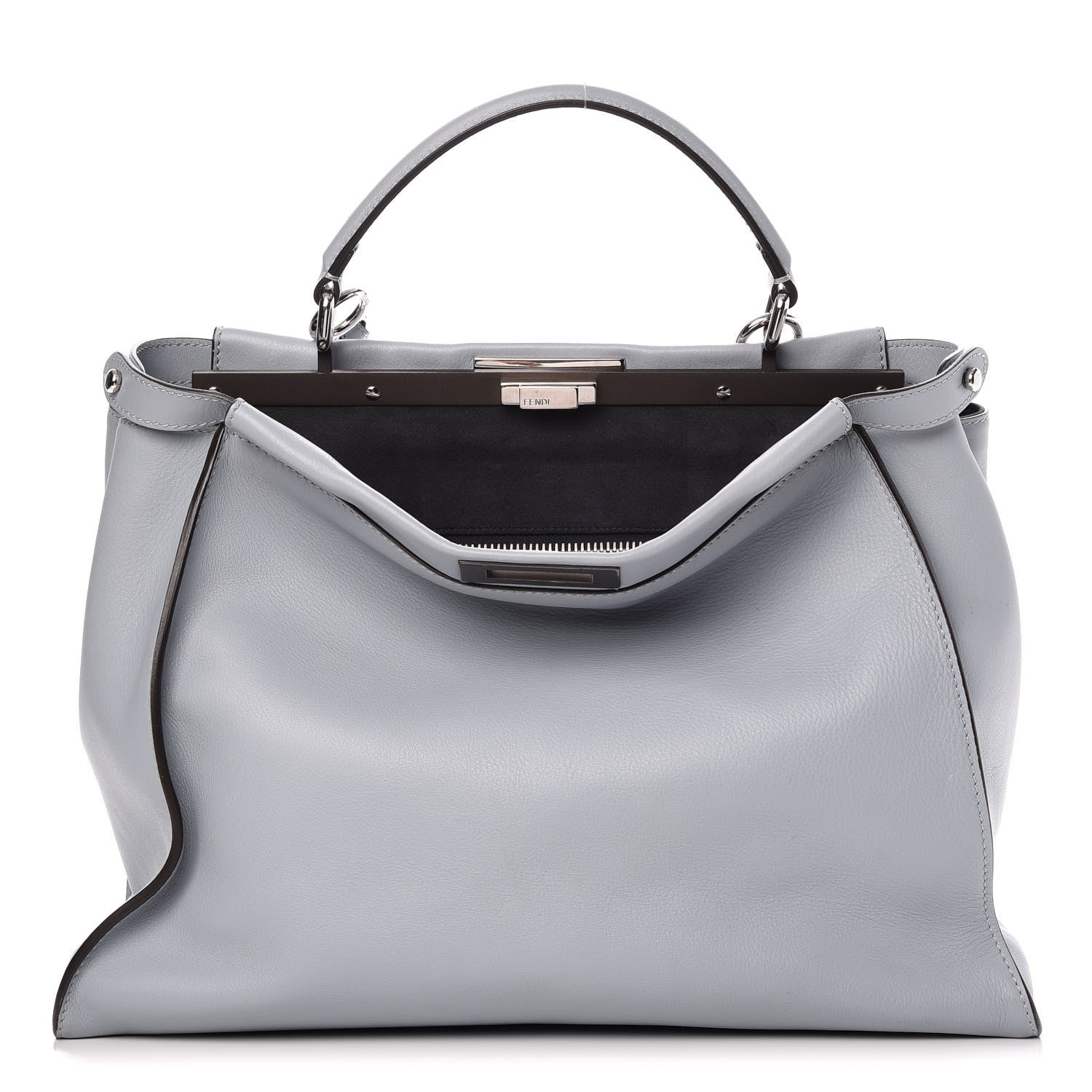 Fendi Vitello Dolce Large Peekaboo Iconic Satchel Polvere Graphite 1 of 14