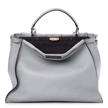 Fendi Vitello Dolce Large Peekaboo Iconic Satchel Polvere Graphite 1 of 14