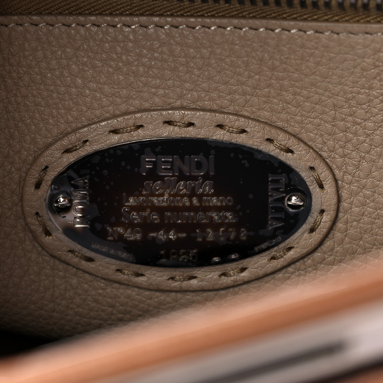 Fendi Cuoio Romano Selleria Bi-Color Medium Peekaboo Iconic Satchel Mou Deserto 8 of 13