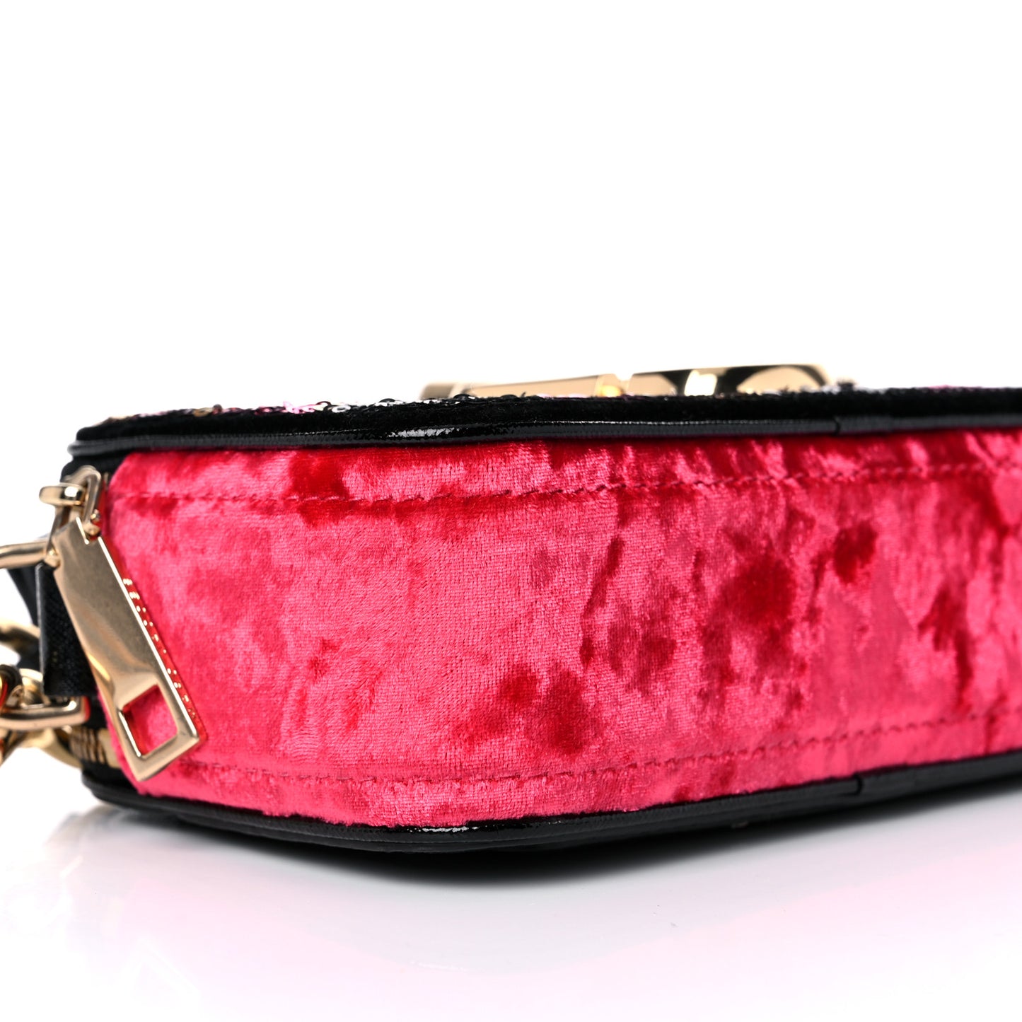 Calfskin Velvet Sequin Camouflage Snapshot Camera Bag Red Black