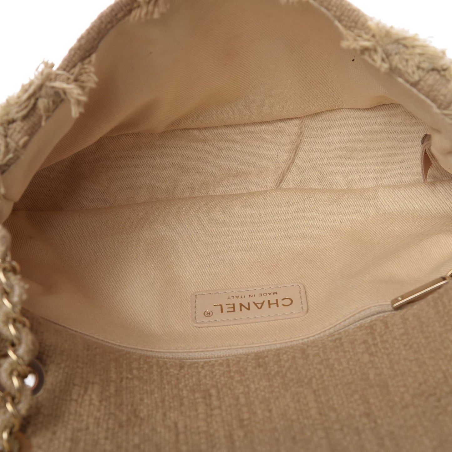 Tweed Nature Medium Single Flap Dark Beige