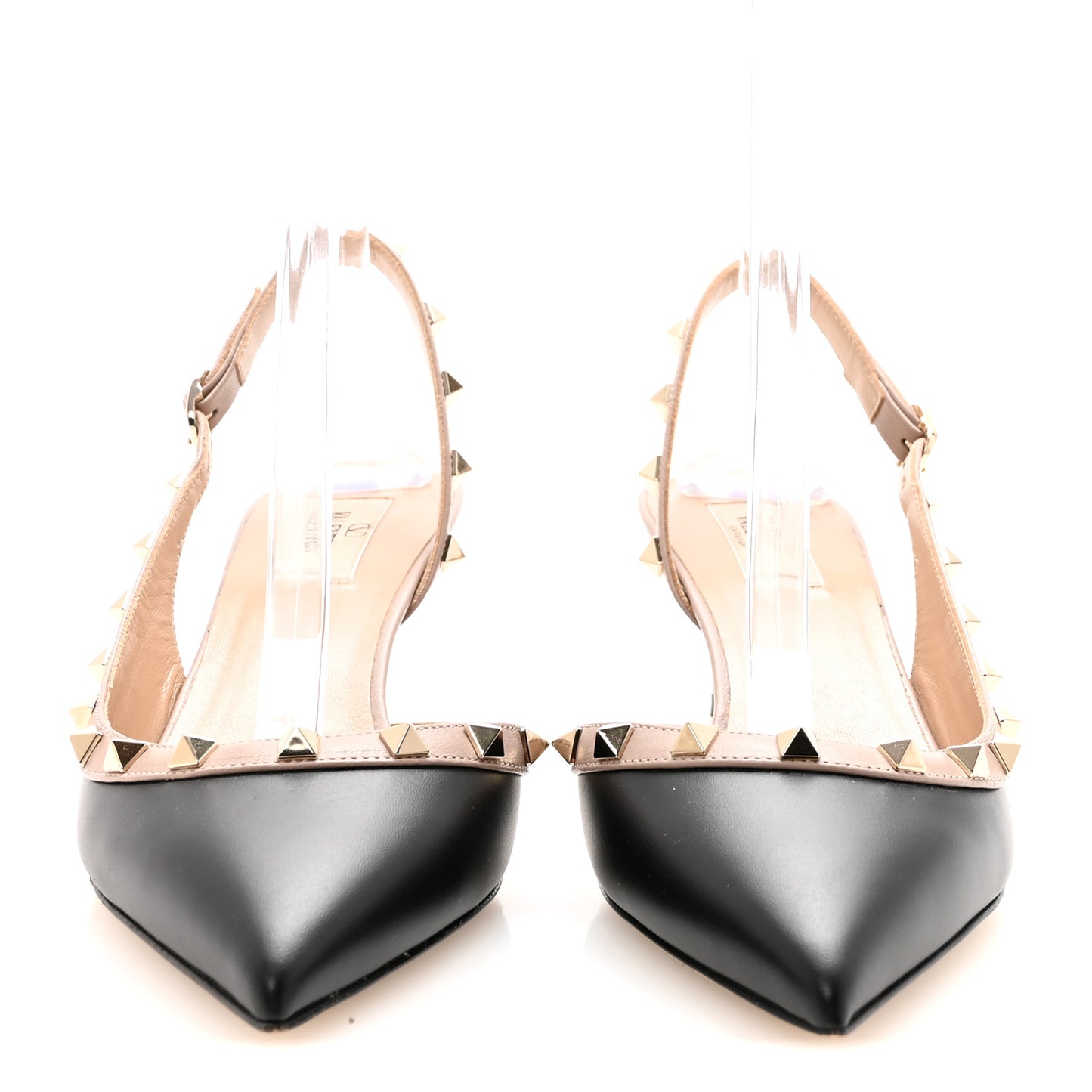 Nappa Rockstud Half D'Orsay Slingback 55mm Pumps 40 Black Poudre