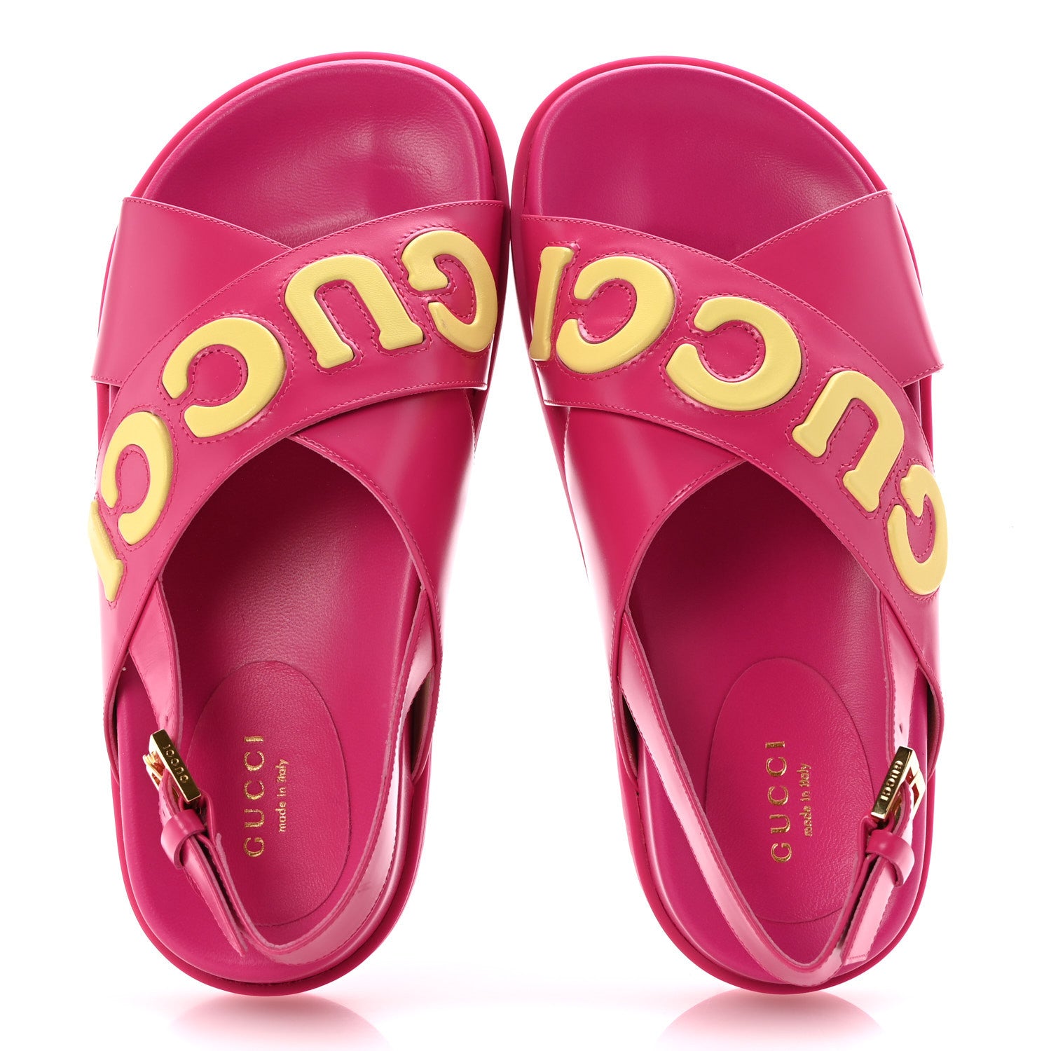 Gucci Calfskin Elizabeth Nappa Charlotte Logo Slingback Sandals 36 Fancy Fuchsia 2 of 10