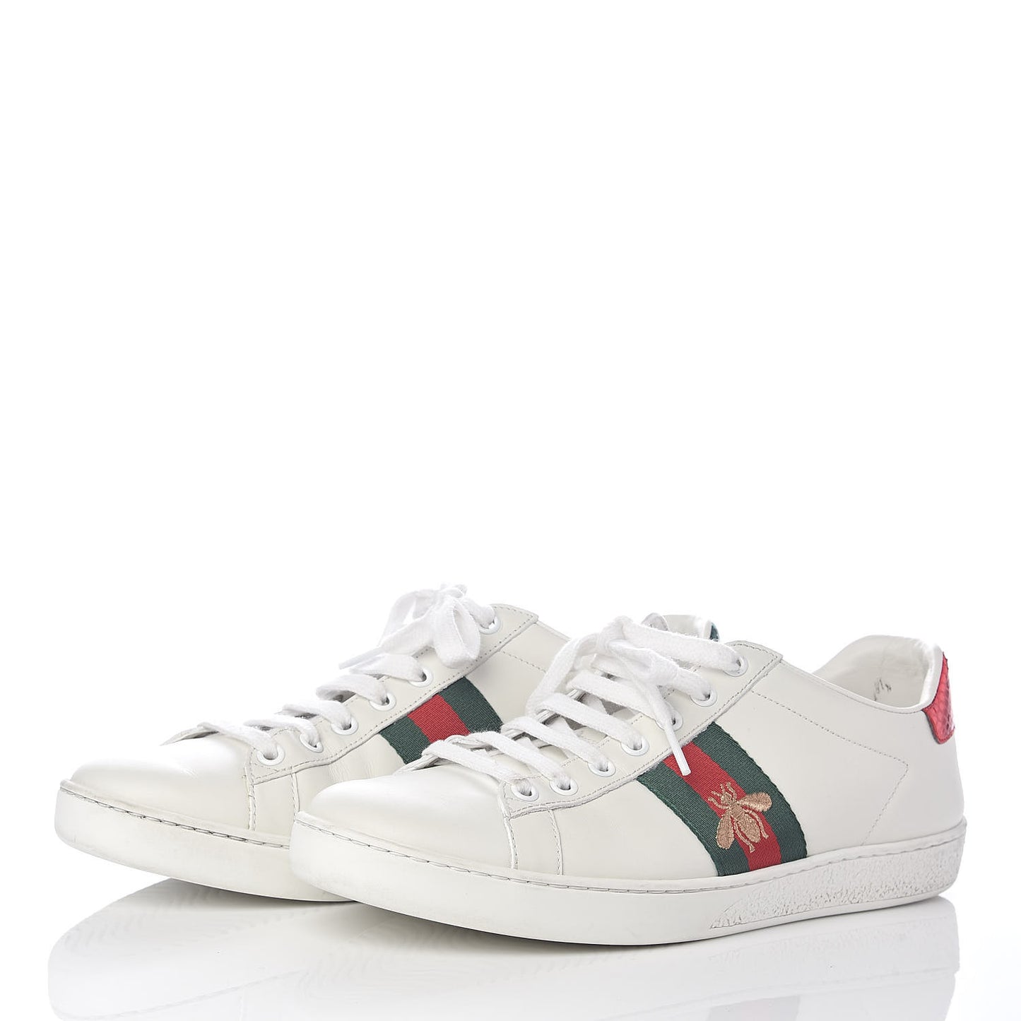 Calfskin Ayers Web Bee Embroidered Womens Ace Sneakers 39 White
