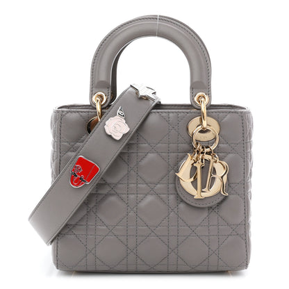 Christian Dior Lambskin Cannage Small Lucky Badges My Lady Dior Grey 1 of 10