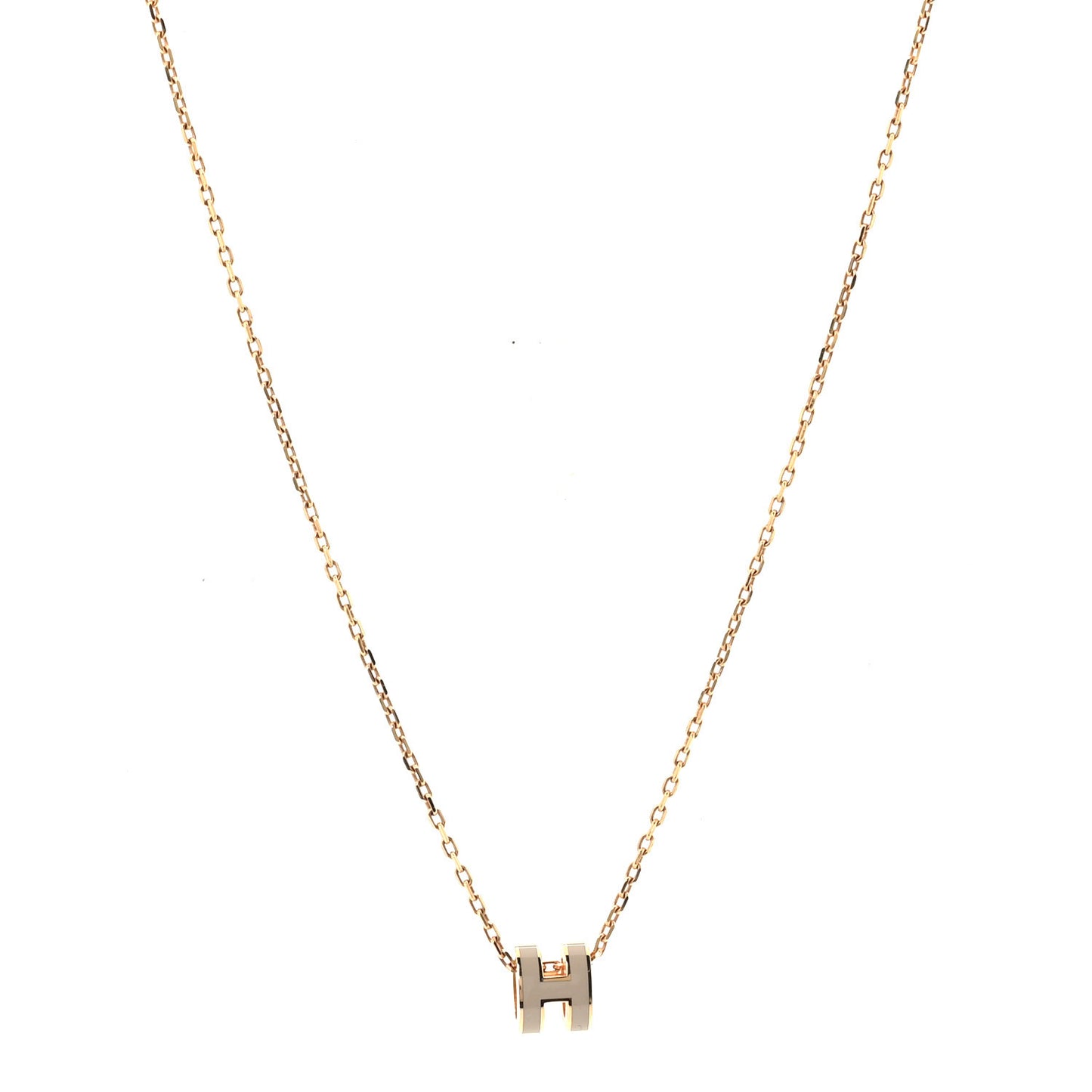 Lacquered Rose Gold Mini Pop H Pendant Necklace Marron Glace