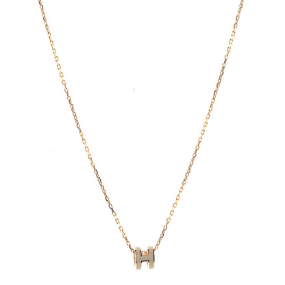 Hermes Lacquered Rose Gold Mini Pop H Pendant Necklace Marron Glace 1 of 7