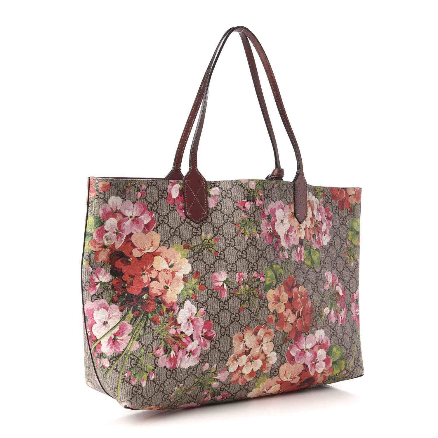 Gucci GG Supreme Monogram Blooms Medium Reversible Tote Beige Multicolor Dry Rose 3 of 14
