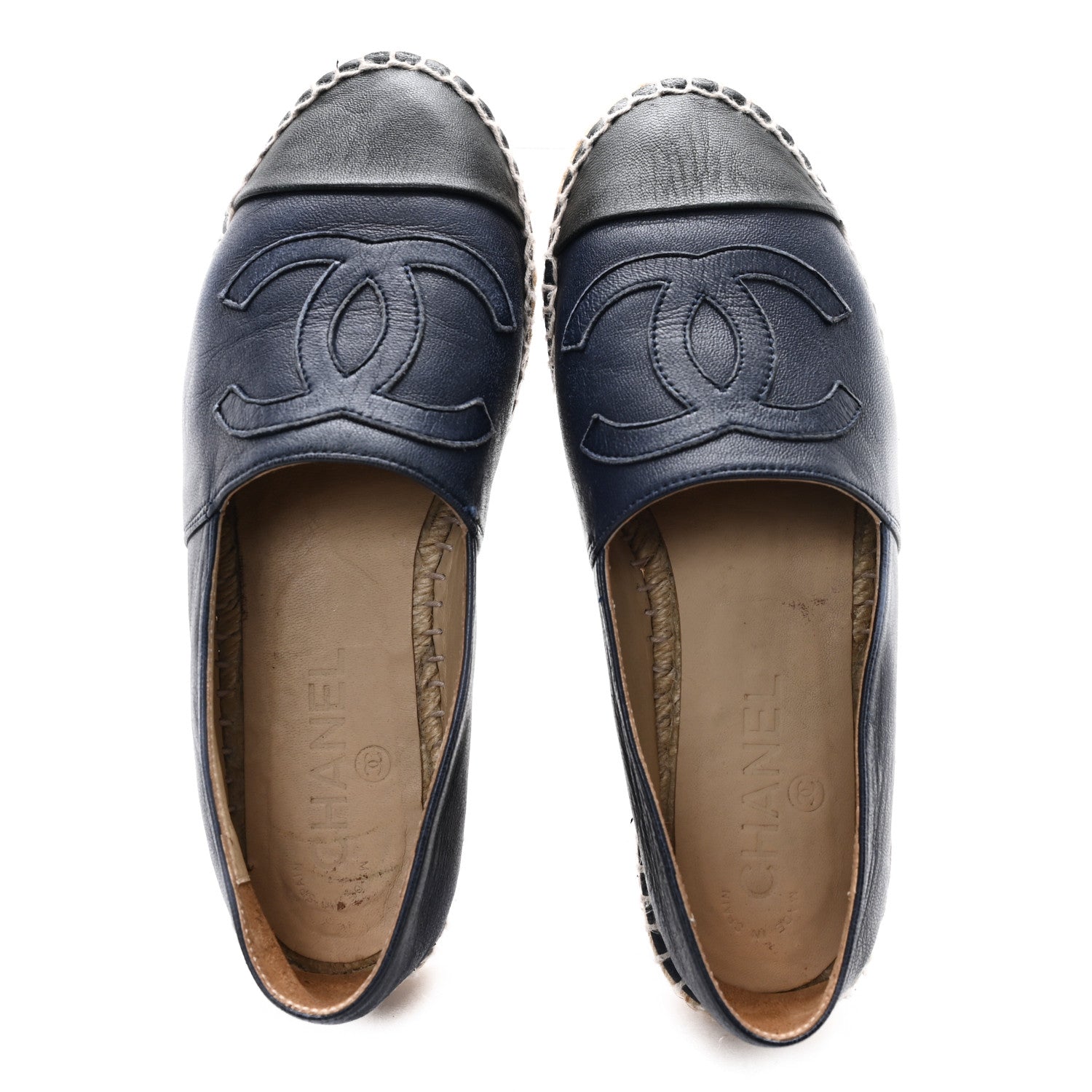 Chanel Lambskin CC Espadrilles 36 Navy Black 2 of 9