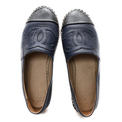Chanel Lambskin CC Espadrilles 36 Navy Black 2 of 9