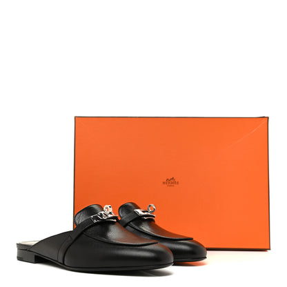 Hermes Goatskin Oz Mules 37 Black 8 of 8