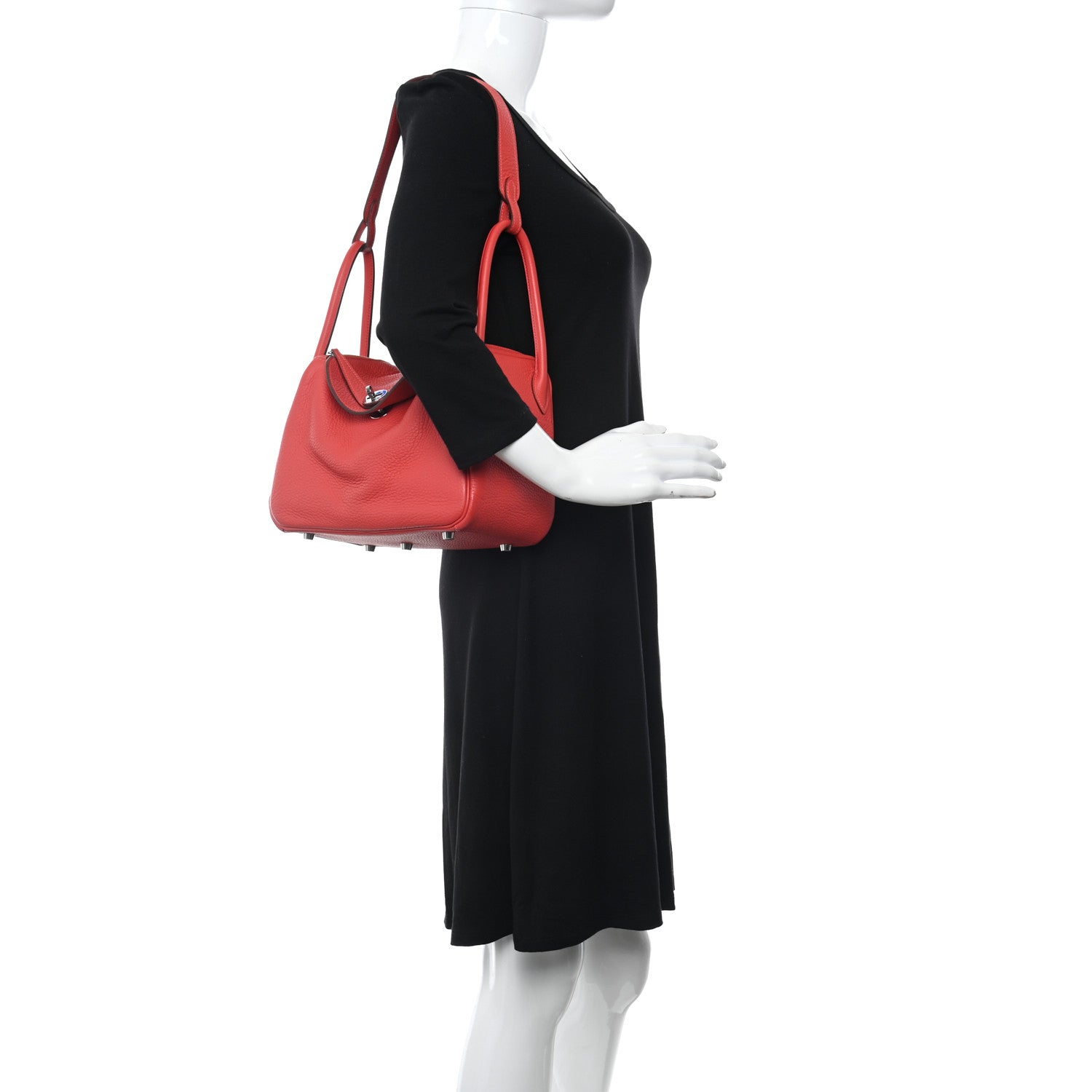 Hermes Taurillon Clemence Lindy 26 Rouge Pivoine 2 of 10