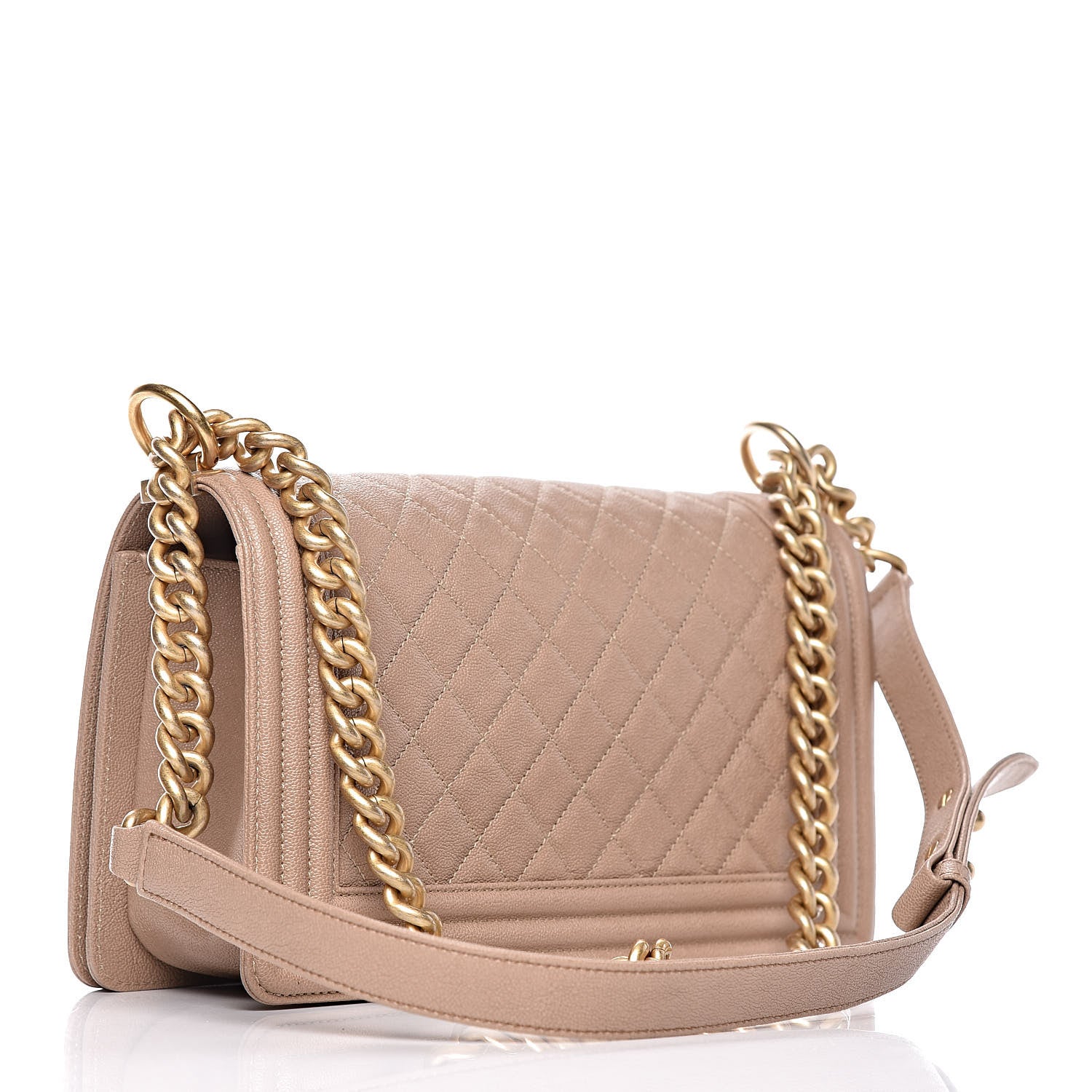 Chanel Caviar Quilted Medium Boy Flap Dark Beige 3 of 9