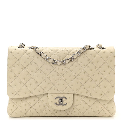 Chanel Ostrich Jumbo Single Flap Light Beige 1 of 10