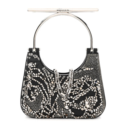 Alexander McQueen Lambskin Embellished Crystal Mini T-Bar Bag Black 1 of 10