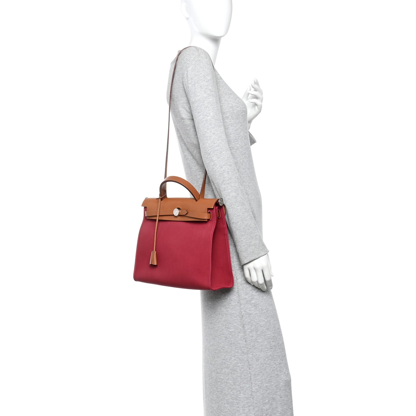 Vache Hunter Toile Herbag Zip 31 PM Rouge Grenat Natural