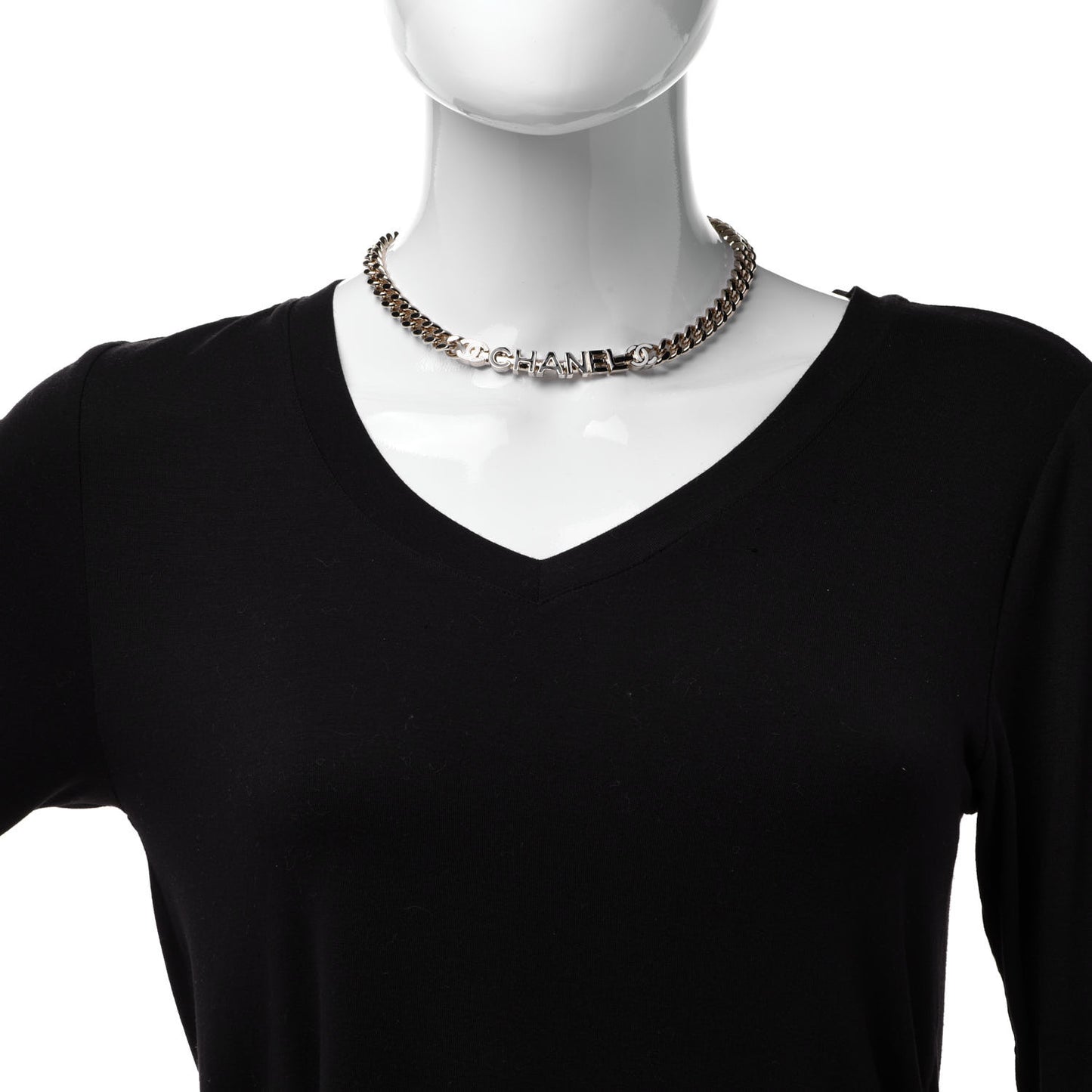 Enamel Metal Logo Choker Necklace Gold White Black