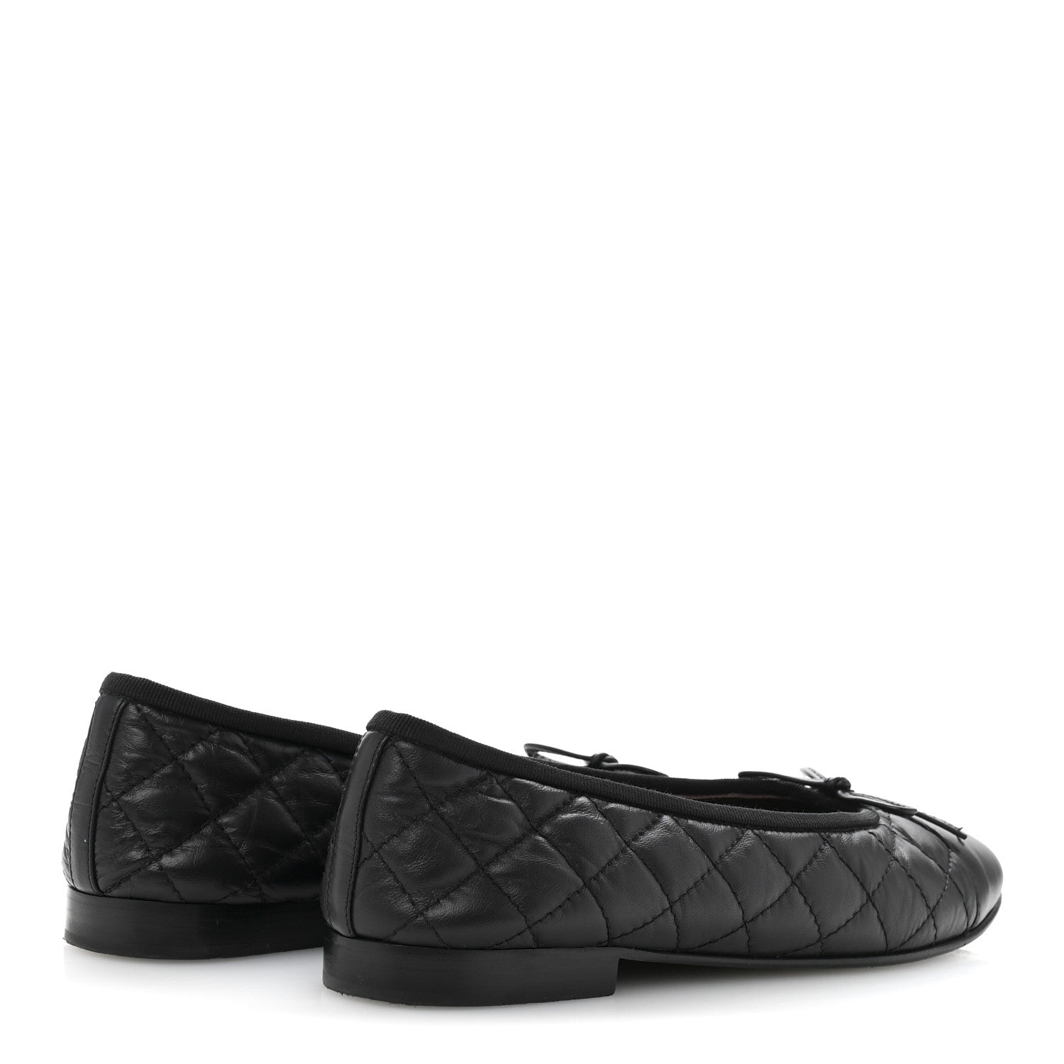 Chanel Aged Calfskin Quilted CC Cap Toe Ballerina Flats 37.5 Black 5 of 10