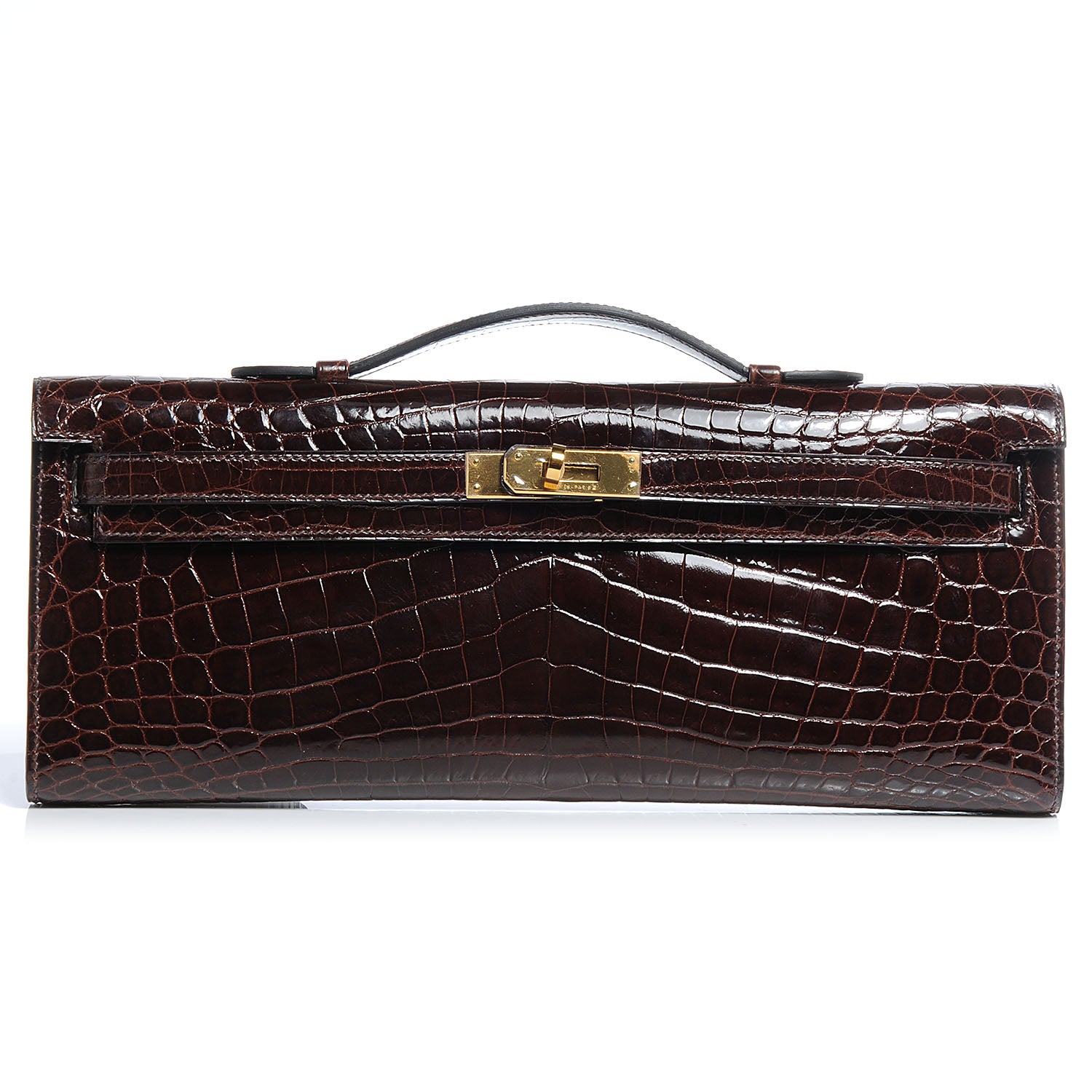 Hermes Niloticus Crocodile Kelly Cut Pochette Havane 1 of 9