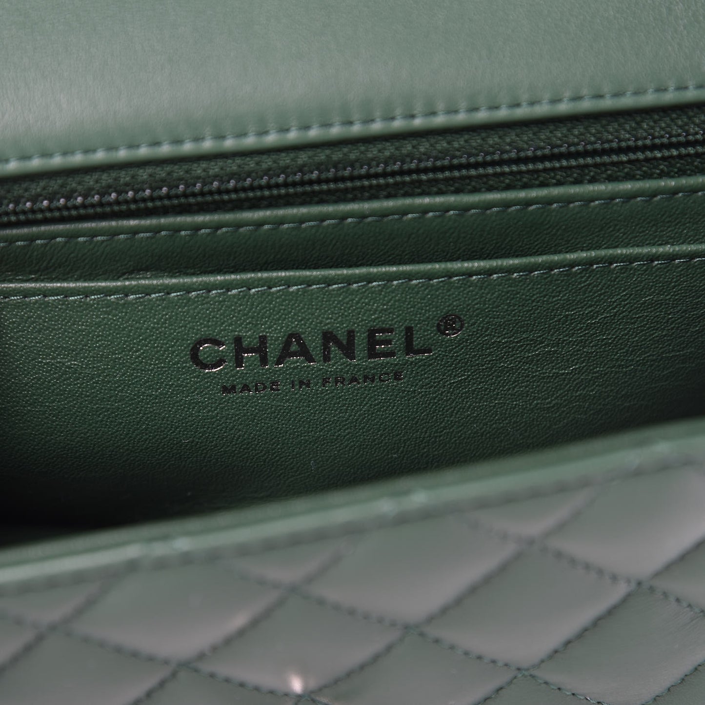 Lambskin Quilted Mini Rectangular Flap Green