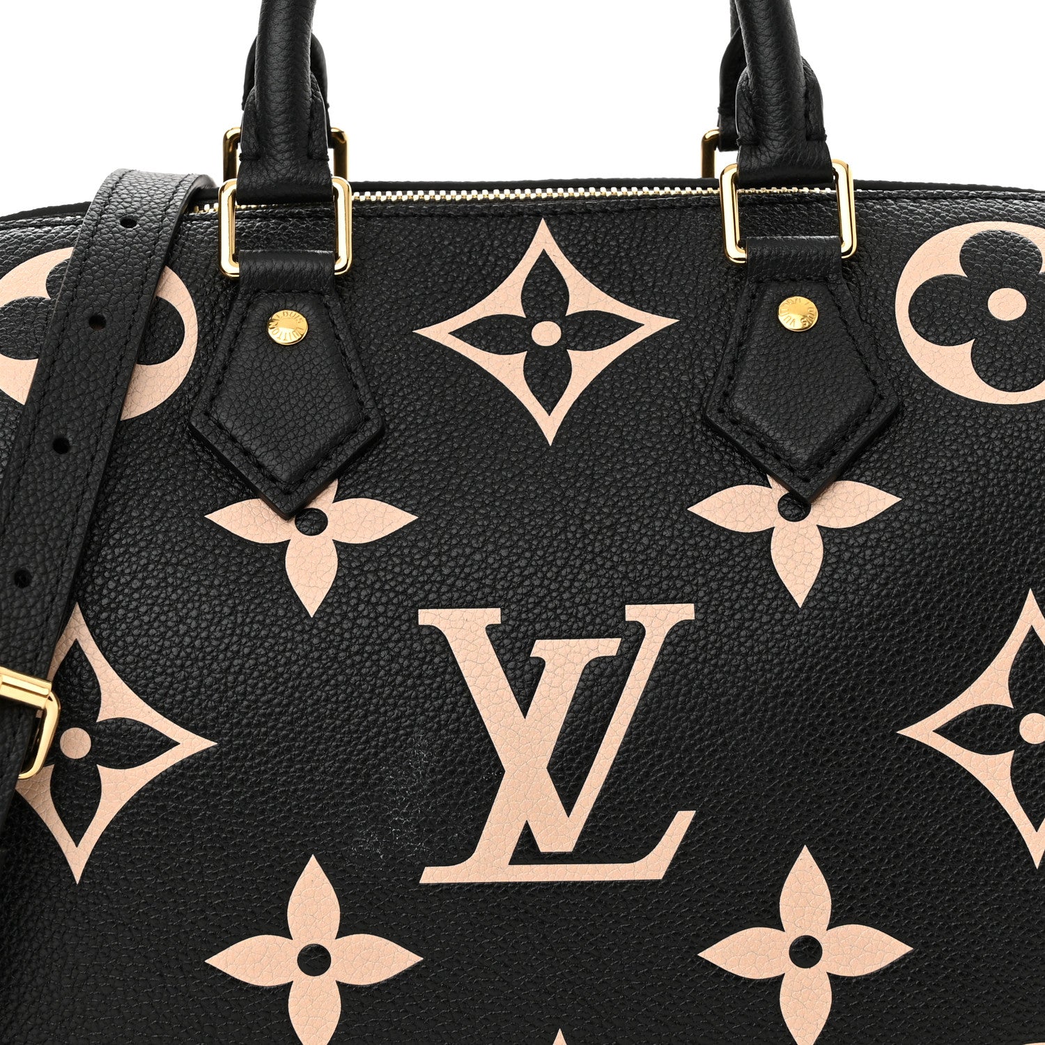 Louis Vuitton Empreinte Monogram Giant Speedy Bandouliere 25 Black Beige 7 of 11