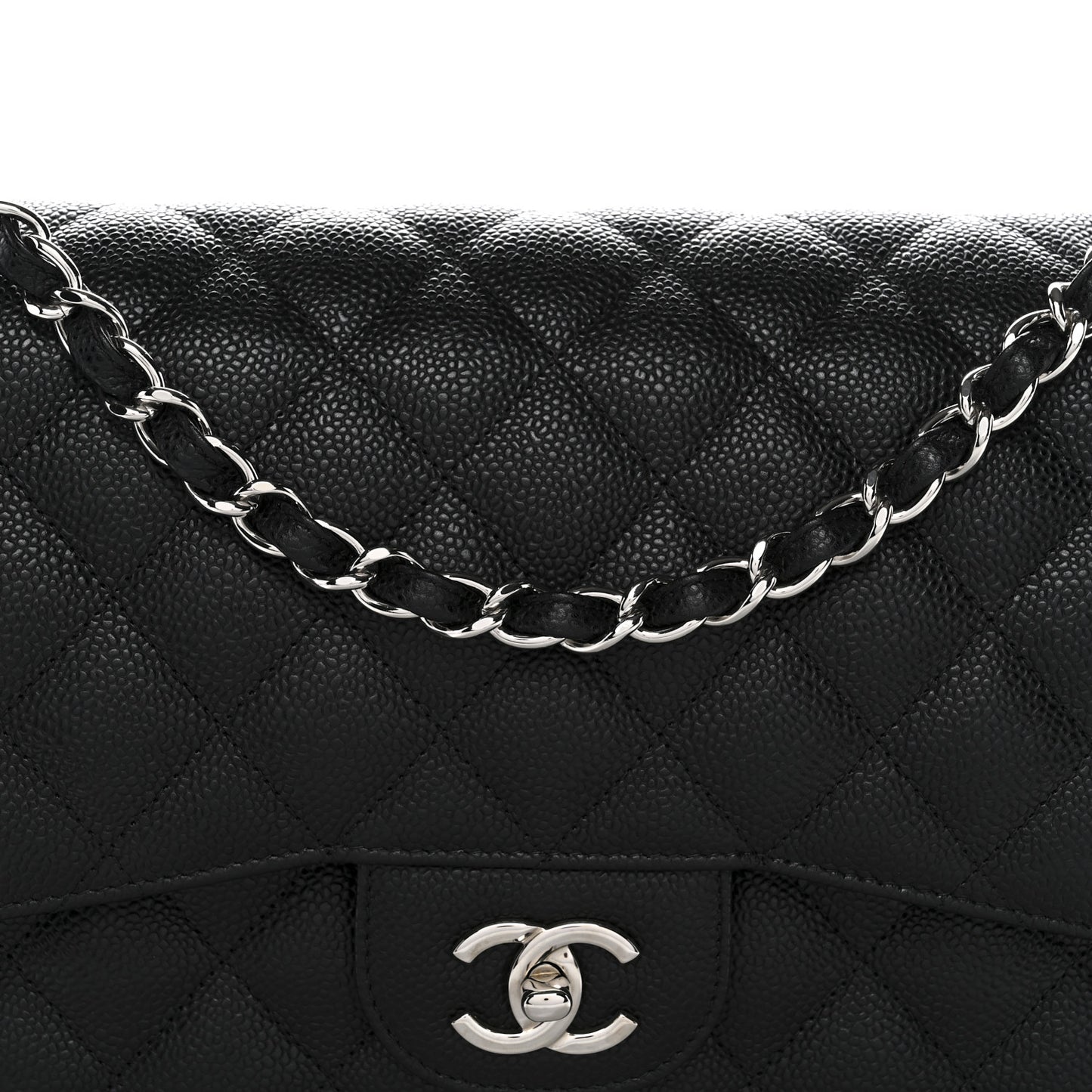 Caviar Quilted Jumbo Double Flap Black