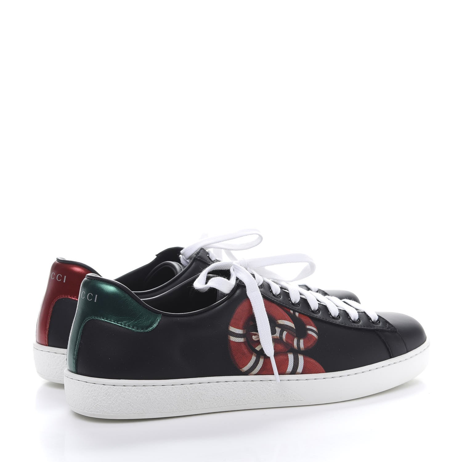Gucci Calfskin Kingsnake Mens Ace Sneakers 8.5 Black Multicolor 4 of 10