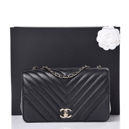 Chanel Metallic Calfskin Chevron Quilted Small Statement Flap Black 9 of 9
