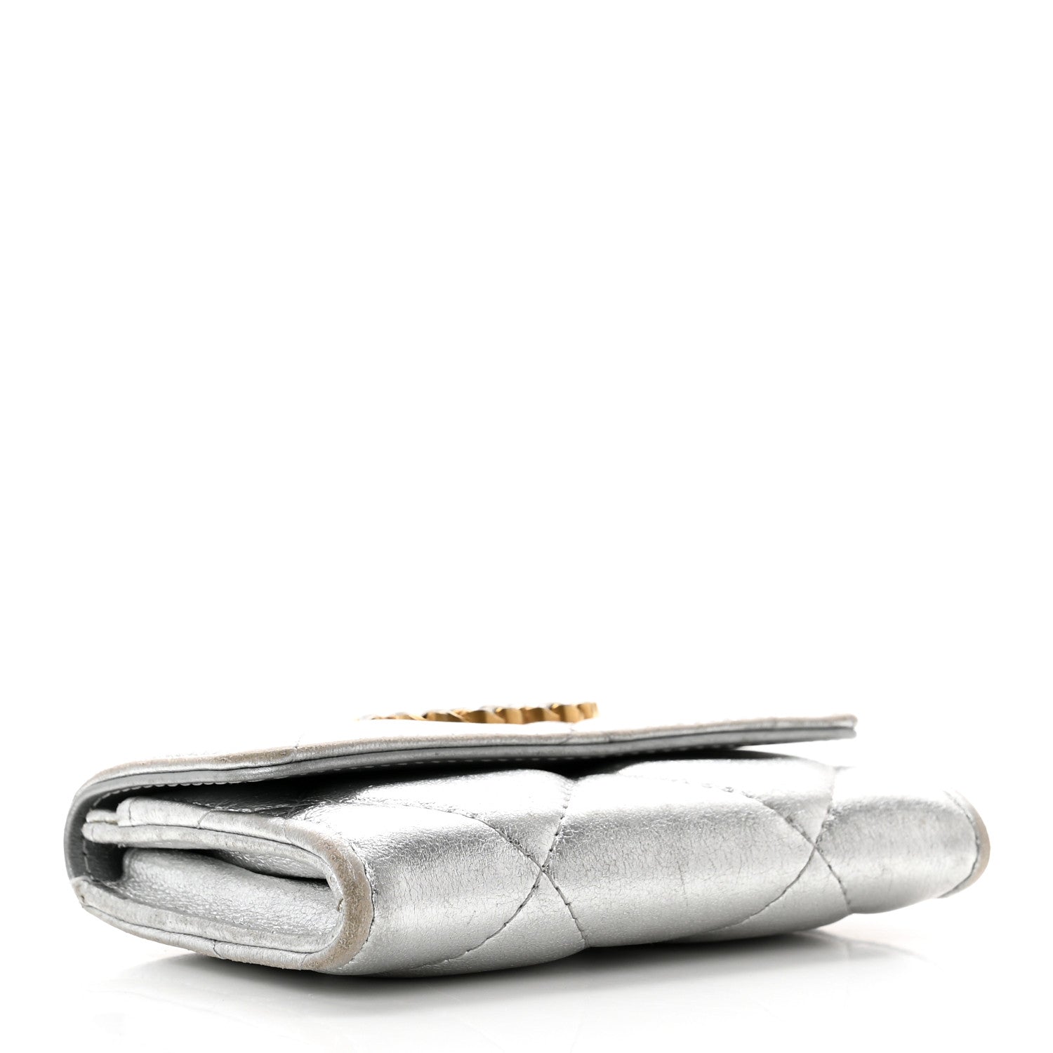 Chanel Metallic Lambskin Quilted Chanel 19 Flap Card Holder Silver 4 of 9