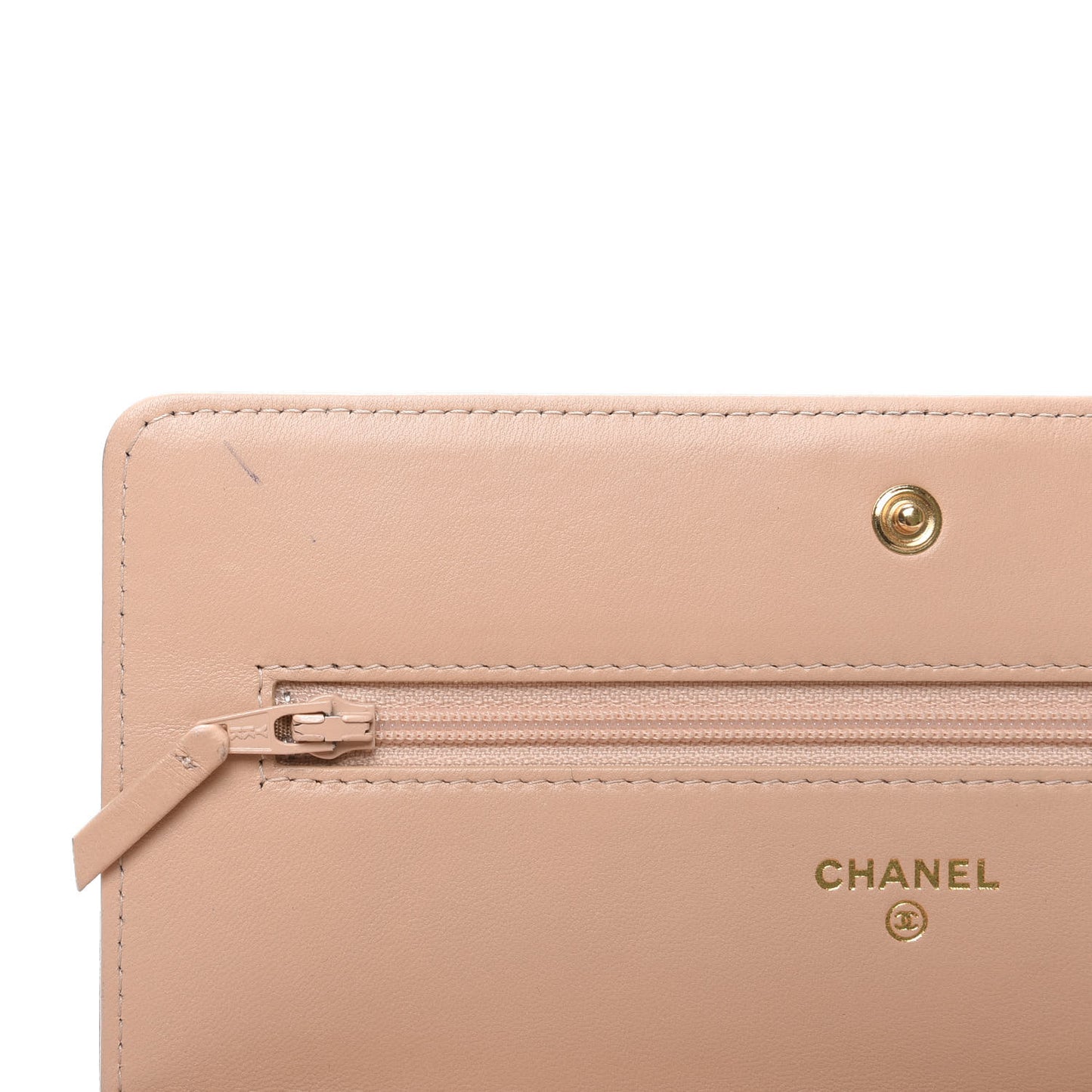 Lambskin Quilted Boy Wallet On Chain WOC Beige