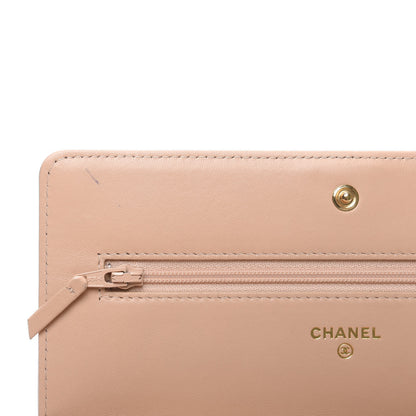 Chanel Lambskin Quilted Boy Wallet On Chain WOC Beige 10 of 12