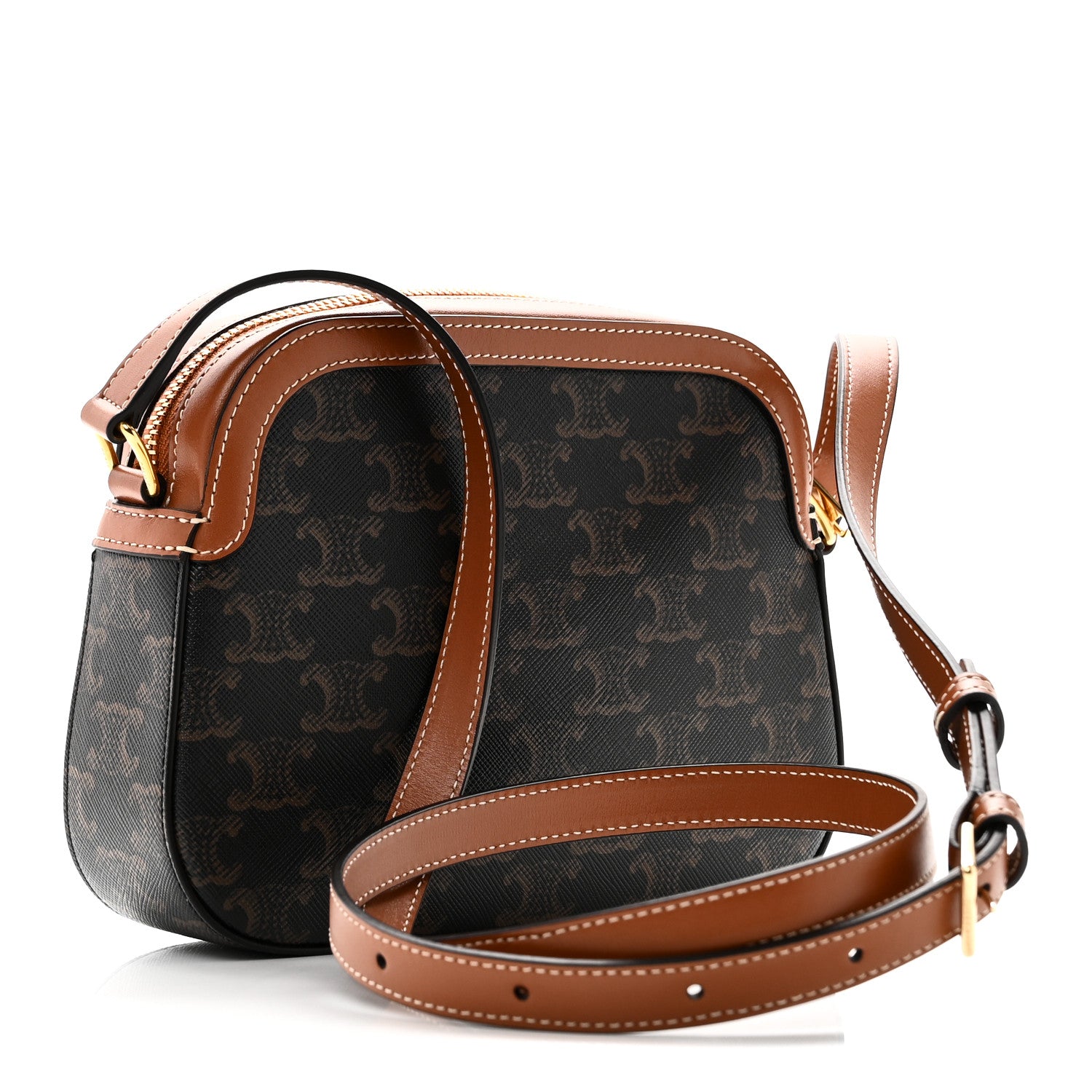 Celine Triomphe Canvas Small Camera Bag Tan 2 of 9