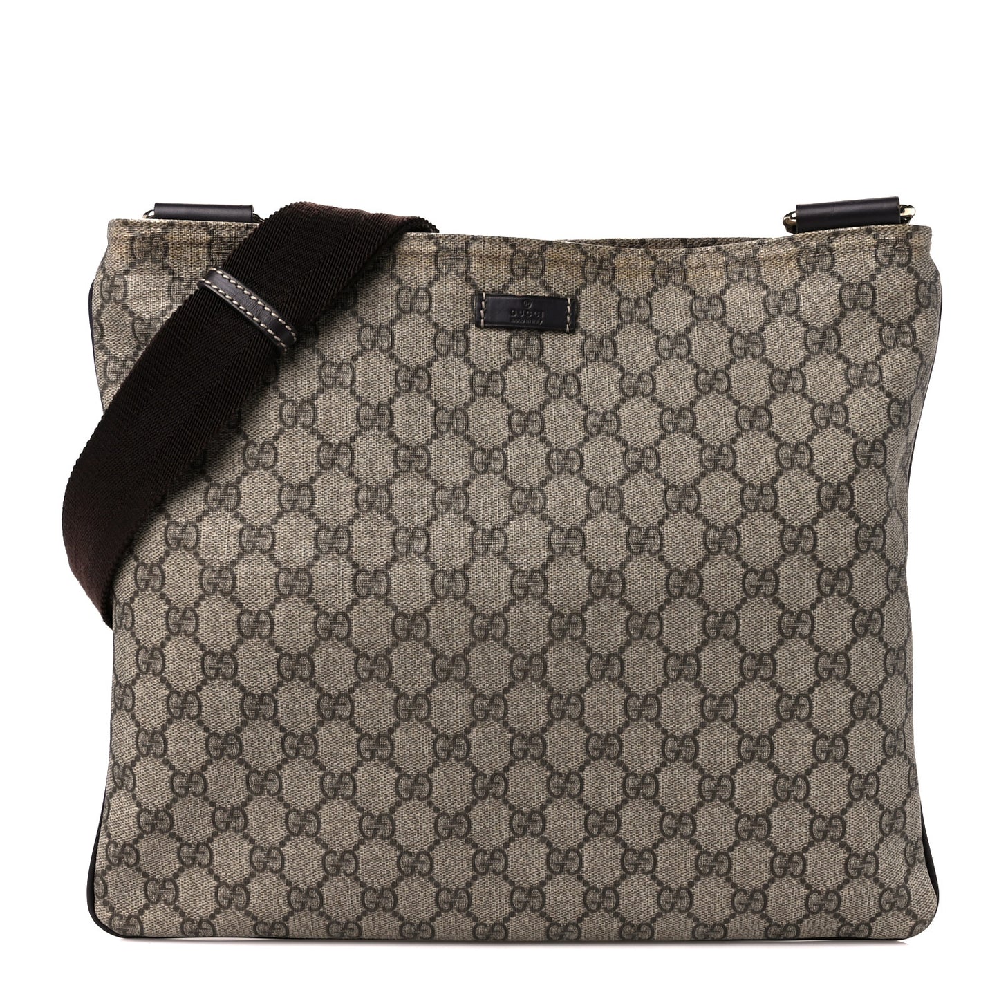 GG Supreme Monogram Medium Flat Messenger Bag Dark Brown