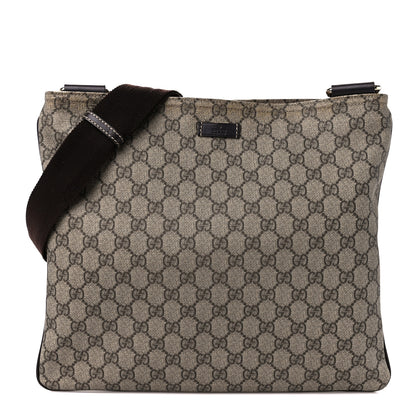 Gucci GG Supreme Monogram Medium Flat Messenger Bag Dark Brown 1 of 10