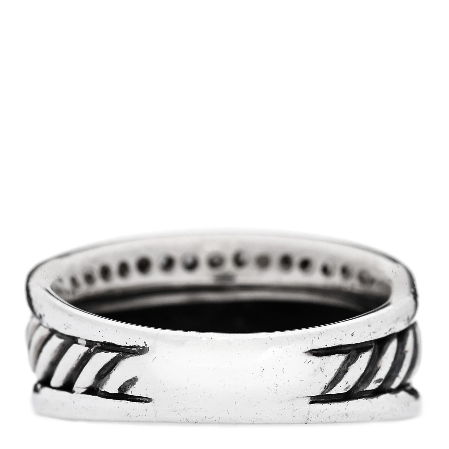 David Yurman Sterling Silver Diamond Cable Band Ring 52 6 3 of 5